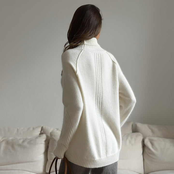 Ladies Comfortable Knit Sweater with Turtleneck Lune London