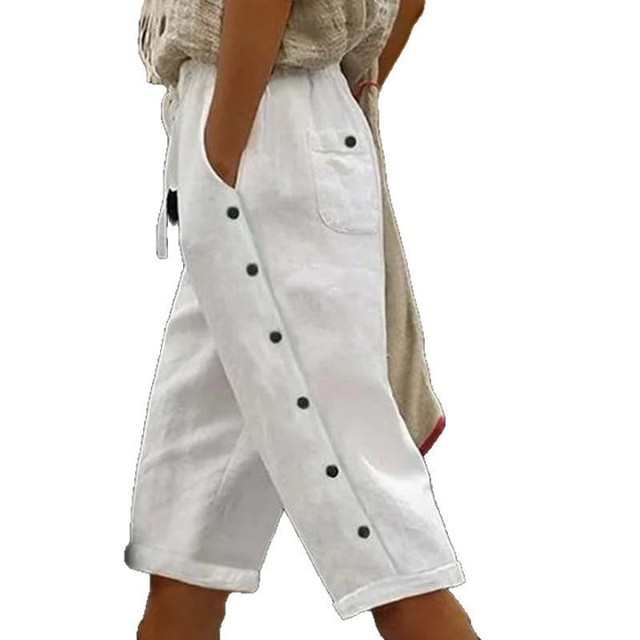 Women's Pants Button Detail Relaxed Fit Lune London