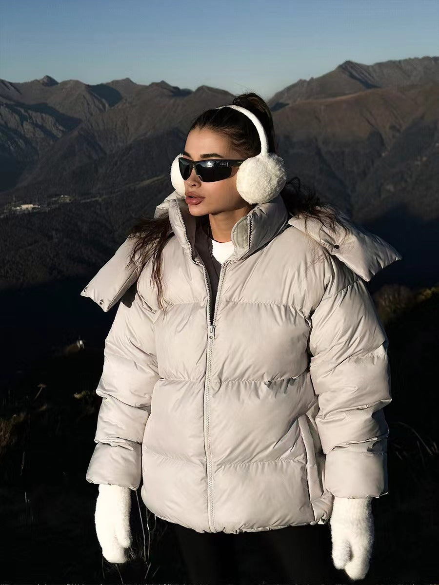 Ladies outdoor padded jacket with high collar and quilted design Lune London