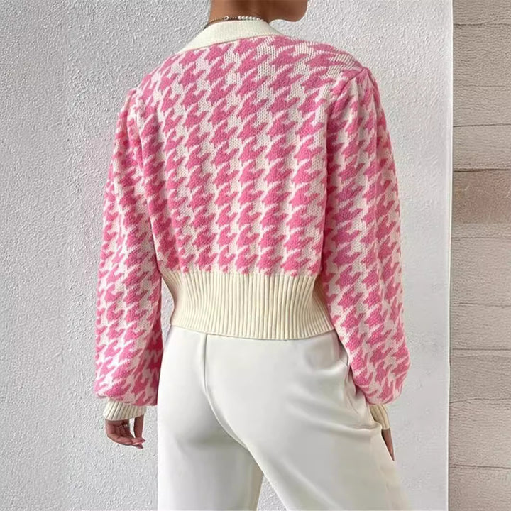 Knit jacket for women with a modern houndstooth pattern Lune London