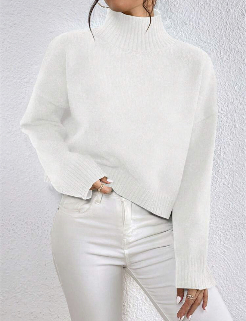 Ladies trendy collar sweater in soft wool Lune London