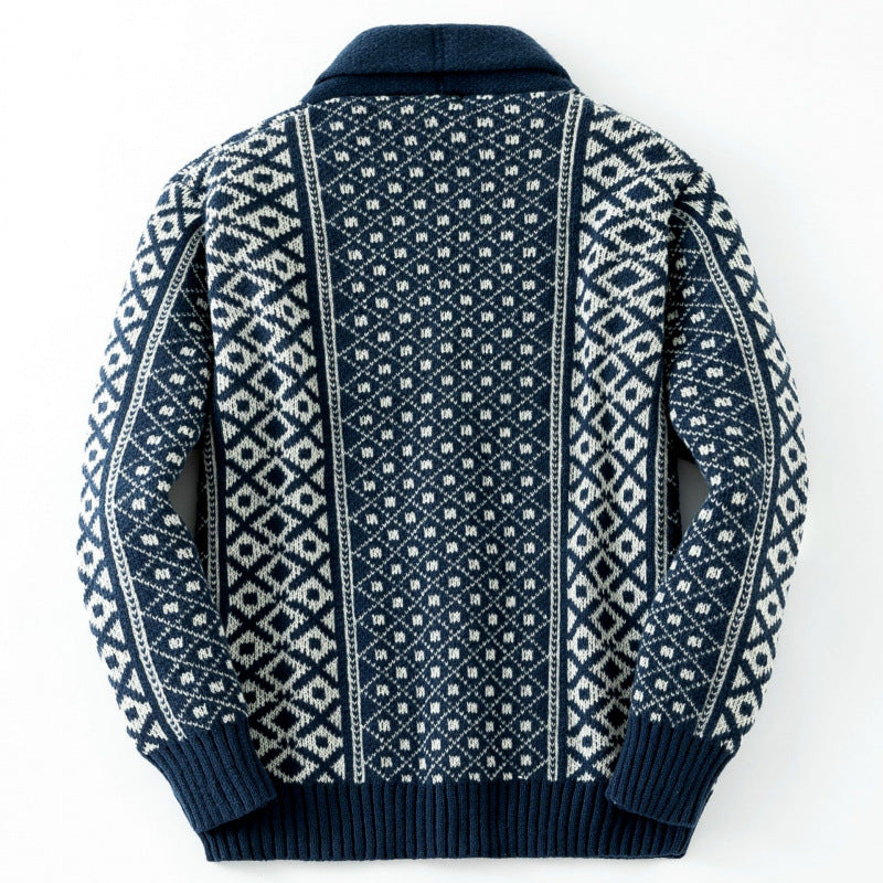 Men's knitted jacket with traditional Nordic pattern Lune London