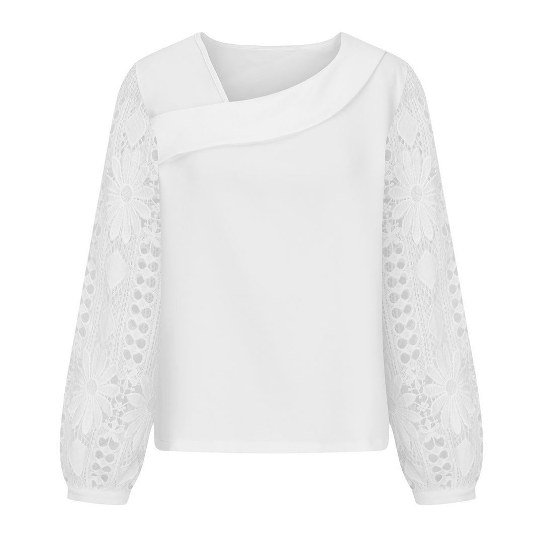 Women's blouse with floral lace sleeves and voluminous cut Lune London