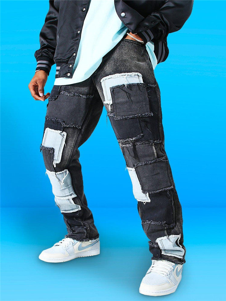Men's Ripped Patchwork Jeans Lune London