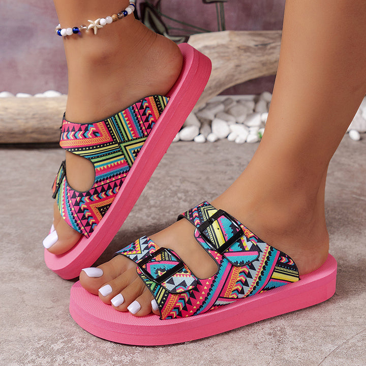 Comfortable adjustable patterned sandals for women Lune London