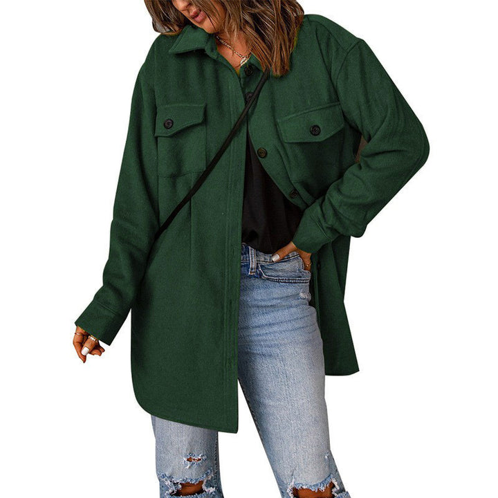 Lune London women's versatile oversized shirt jacket with patch pockets and button closure