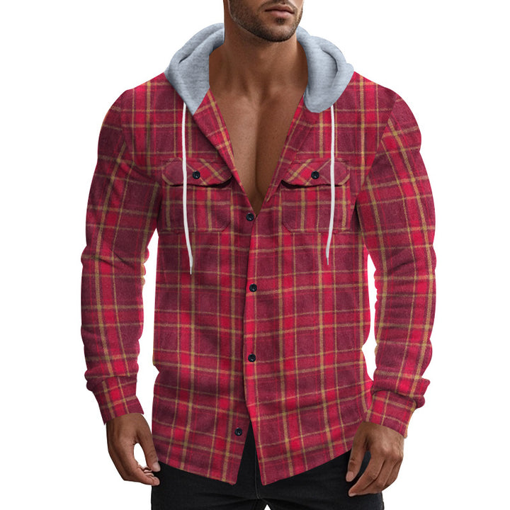 Shirt for men with hood and plaid pattern Lune London