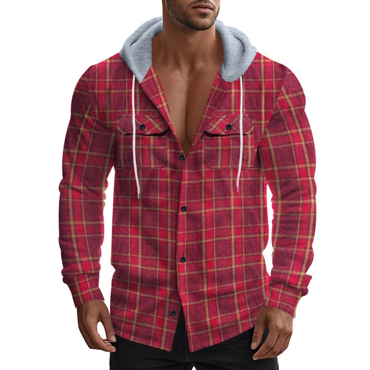 Men's Shirt with Hood and Check Pattern Chic und Stil