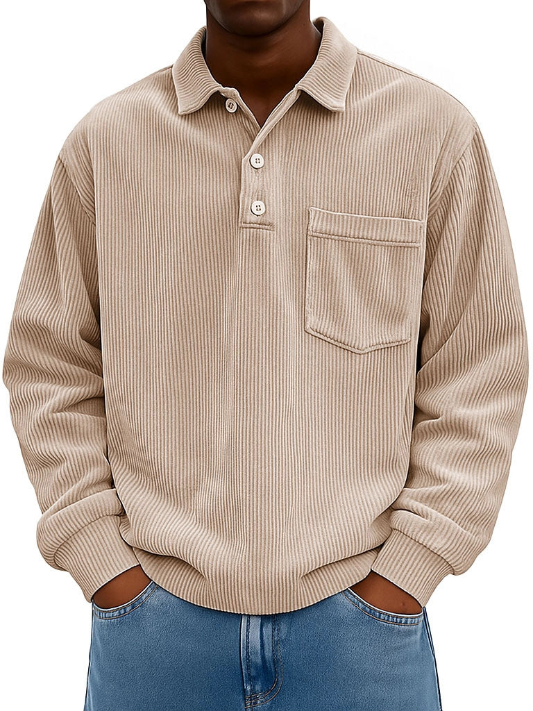 Men's Casual Polo with textured ribbed design and chest pocket Lune London