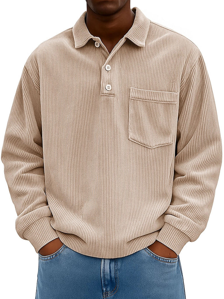 Men's Casual Polo with textured ribbed design and chest pocket Lune London