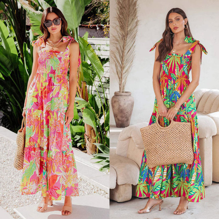 Ladies Tropical Print Maxi Dress Lune London