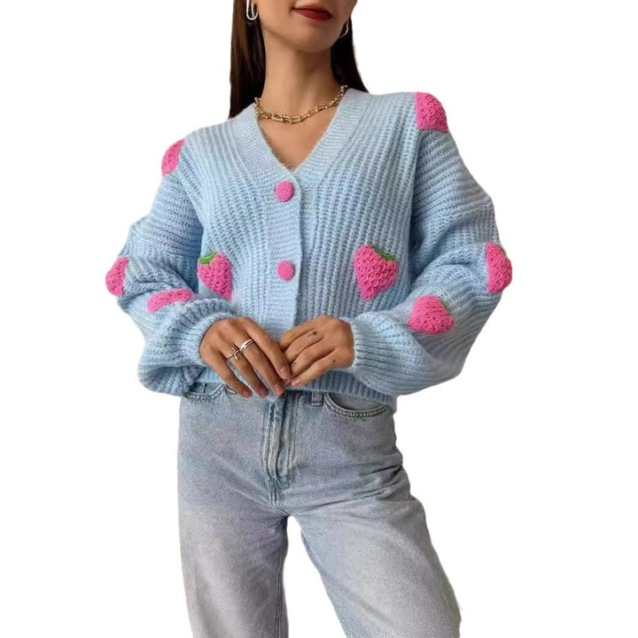 Lady cardigan with fruit application design Lune London