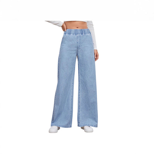 Women's wide High-Waist Jeans with elastic waistband and elegant cut Lune London