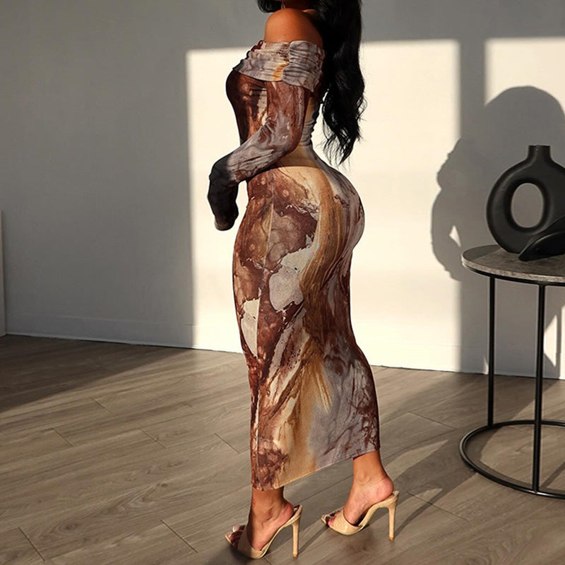 Women Elegant Midi Dress Off-Shoulder Lune London