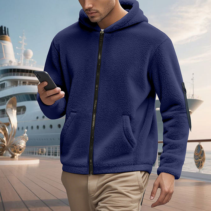 Men's fleece sweatshirt with shiny zipper and practical pockets Lune London