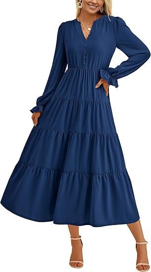 Long sleeve maxi dress for women with ruffles Lune London