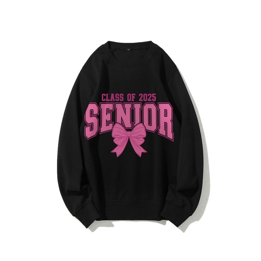 Sweatshirt pour femmes avec l'année de graduation et design de nœud décoratif Chic & Stil