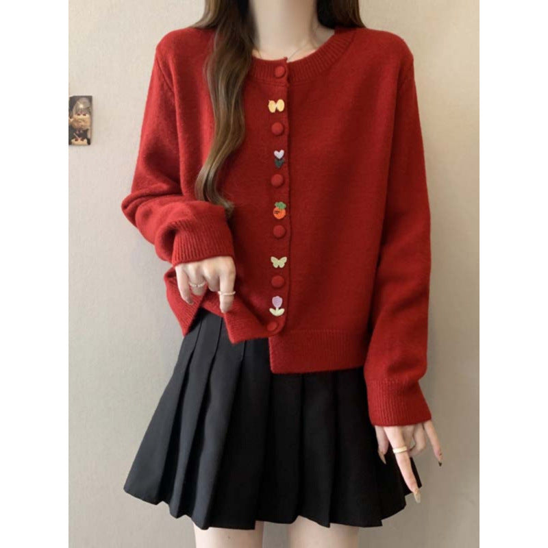 Cardigan confortable pour dames avec des boutons colorés Chic & Stil