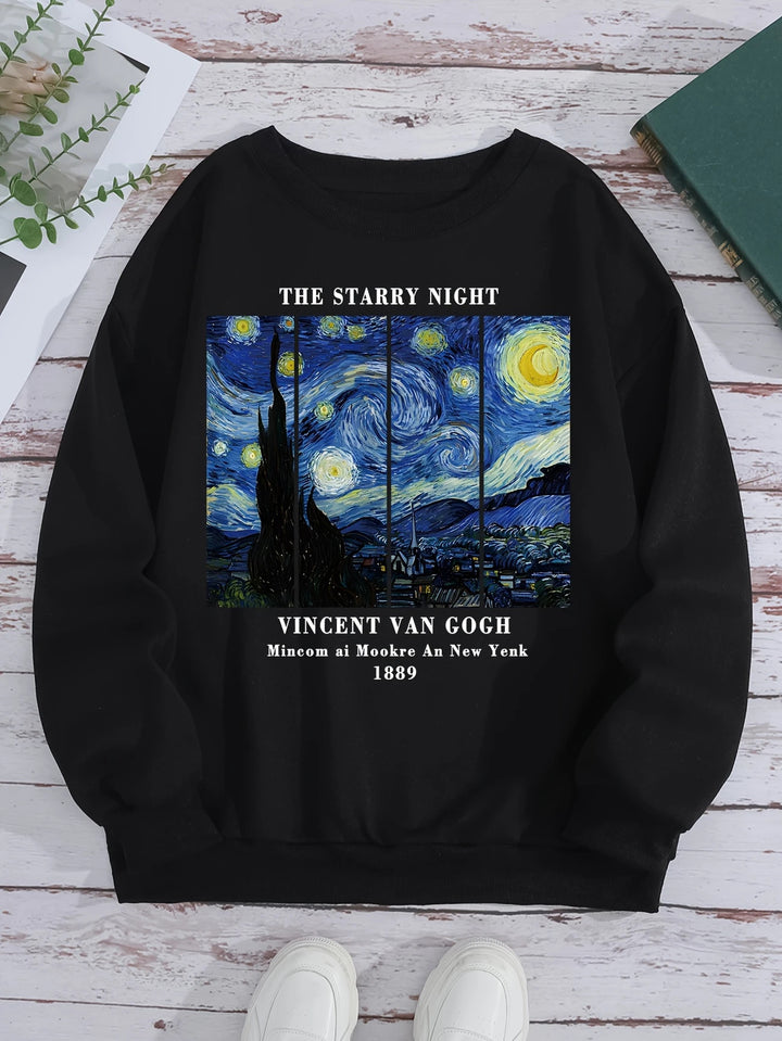 Sweat-shirt femme avec motif artistique de Van Gogh et impression moderne Chic & Stil