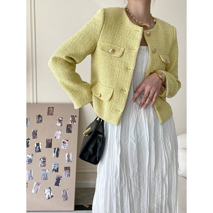 Women's elegant tweed jacket with decorative button details Chic & Stil