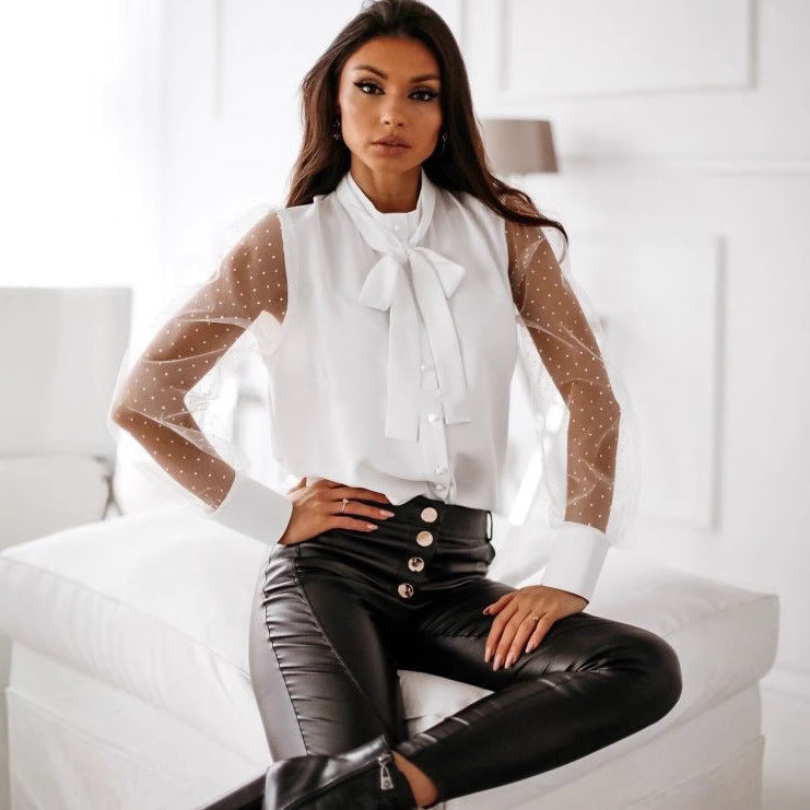 Women Elegant blouse with transparent sleeves Lune London