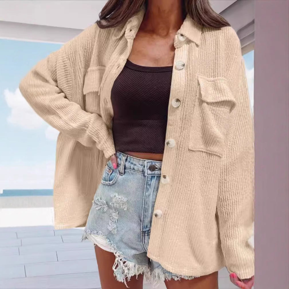 Lune London | Women's casual oversized shirt blouse with textured design and practical pockets