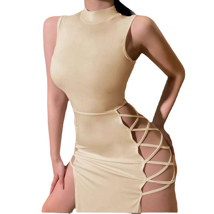 Maxi sleeveless dress with cutouts for women with laces on the side Lune London