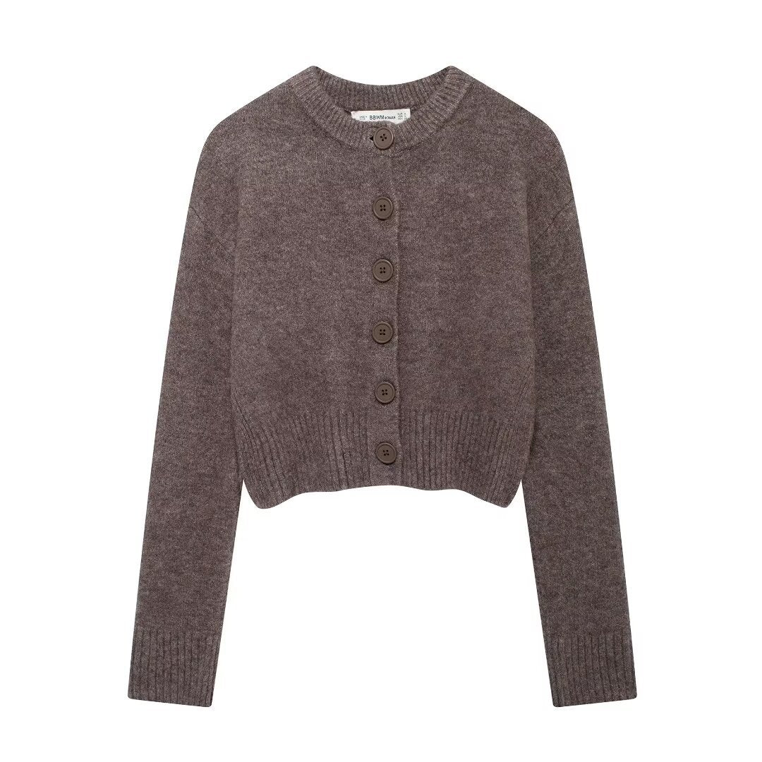 Cardigan court en tricot élégant pour femme avec fermeture par bouton Chic & Stil