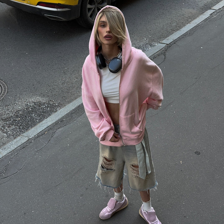 Oversized hoodie for women with sparkling inscription Lune London