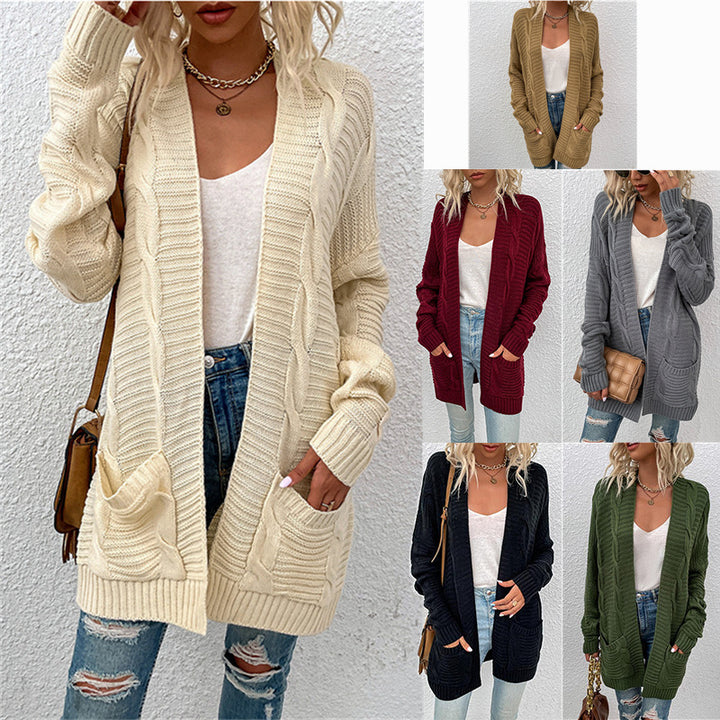 Women Chunky Knit Cardigan with Deep Pockets and Open Front Lune London