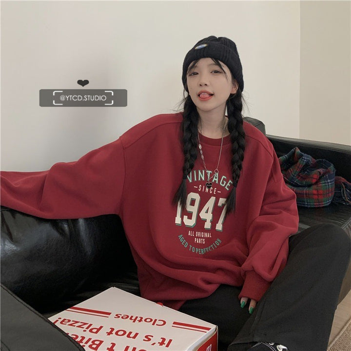 Women's Casual Oversized Sweatshirt with Vintage Print Lune London