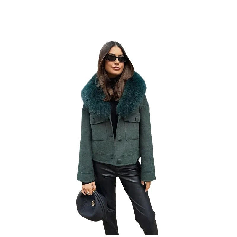 Veste d'hiver stylée pour femmes avec col en fausse fourrure amovible Chic & Stil