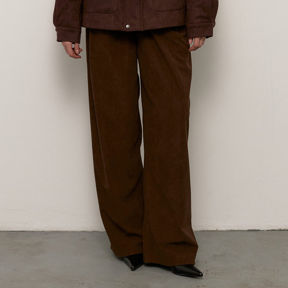 Wide corduroy pants for women with pleats Lune London