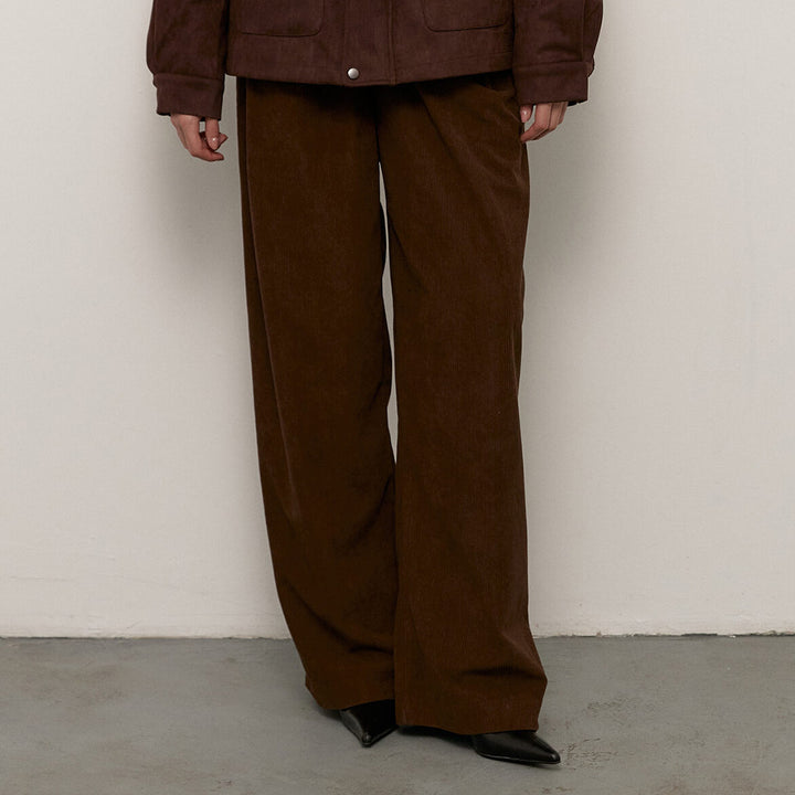 Wide corduroy pants for women with pleats Lune London