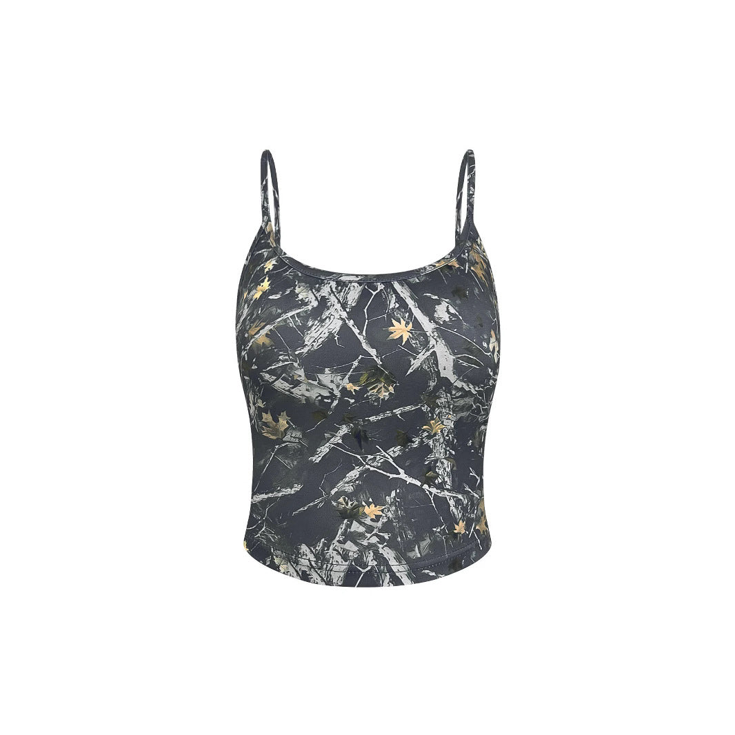 Ladies floral pattern cropped top spaghetti Lune London