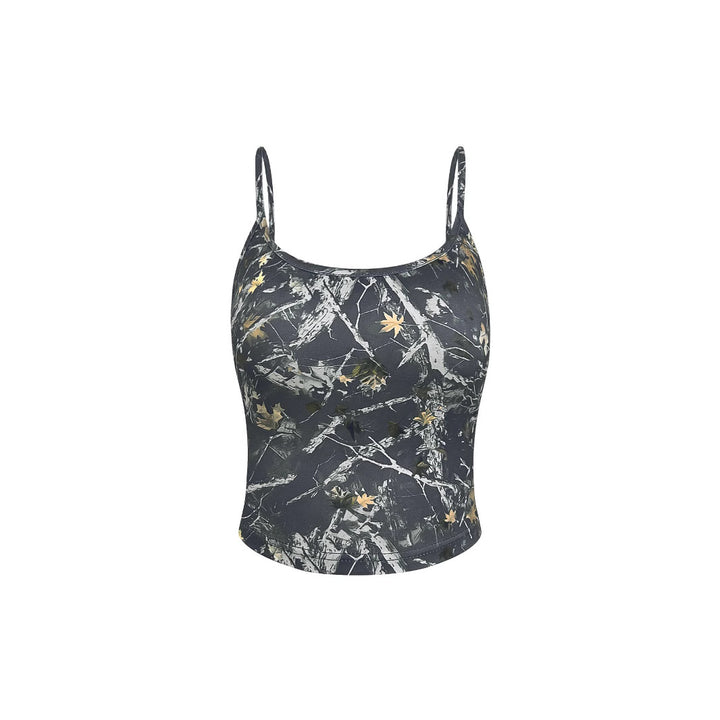Ladies floral pattern cropped top spaghetti Lune London