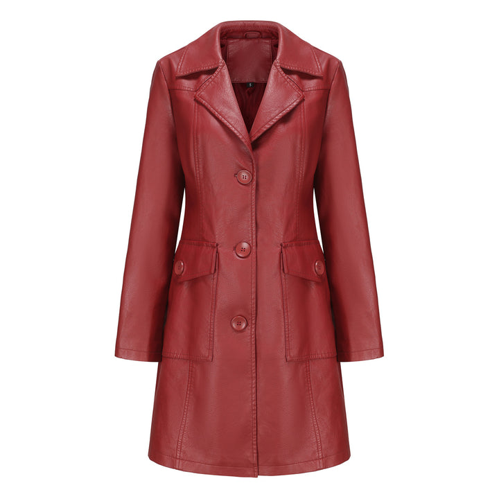Trendy faux leather blazer for women with practical pockets Lune London