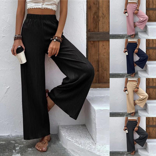 Wide pleated pants for women with elastic waist and elegant drape Lune London