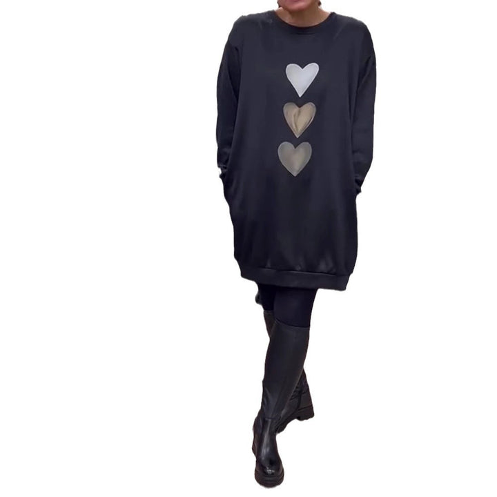 T-shirt à capuche pour femmes avec motifs de cœur et coupe ample Chic & Stil