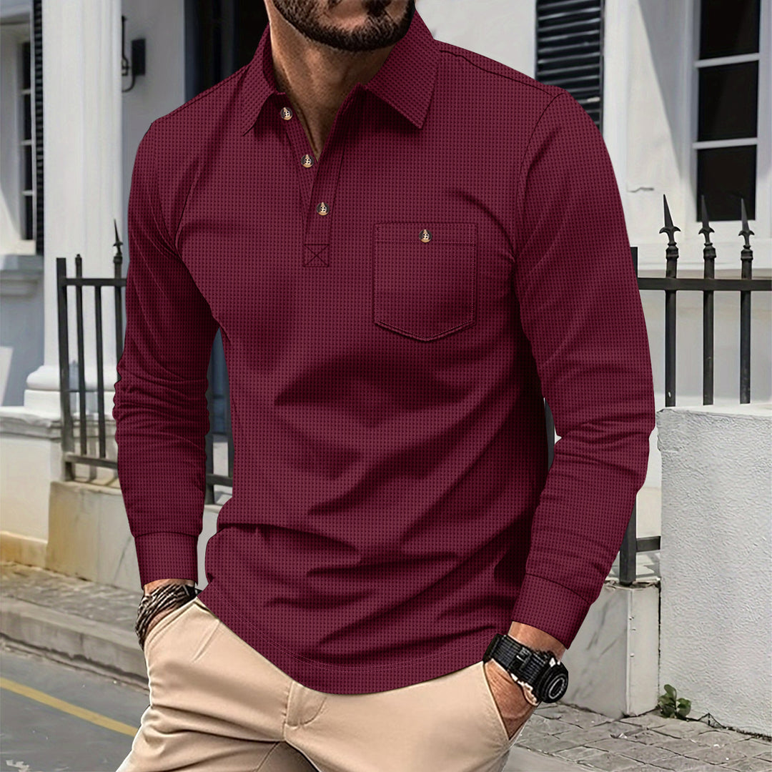 Polo shirt long sleeves for men with structured design Lune London
