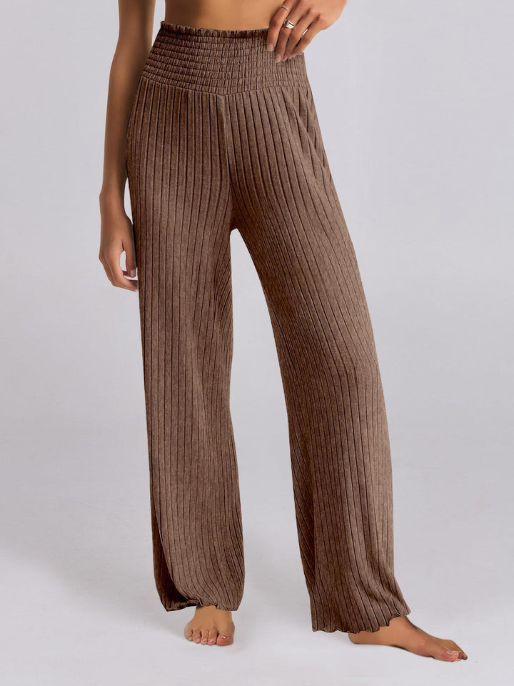 Lune London Wide Ribbed Palazzo Pants for Women