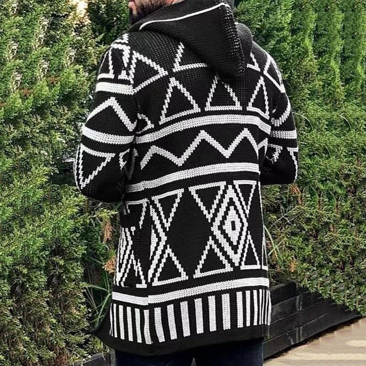 Men's knitted jacket with creative pattern and open front Lune London