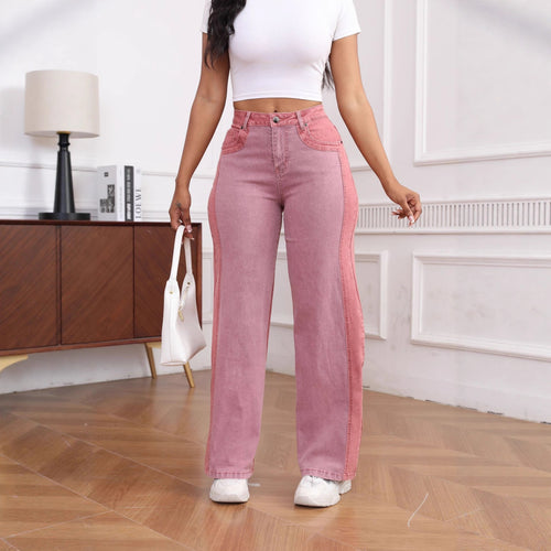 High-waisted women's jeans with a modern color block design and flared leg Lune London