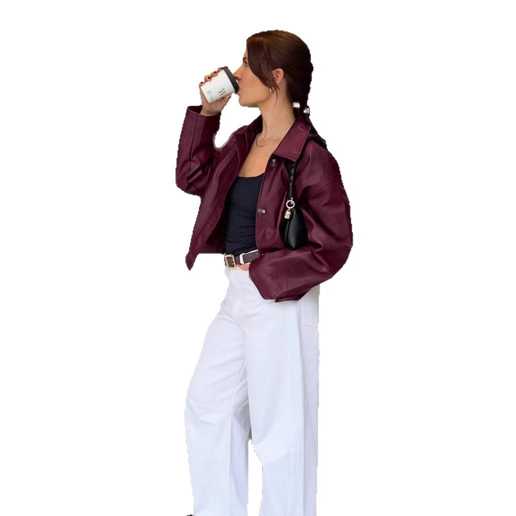 Synthetic leather jacket for women with a chic design and elegant details Lune London