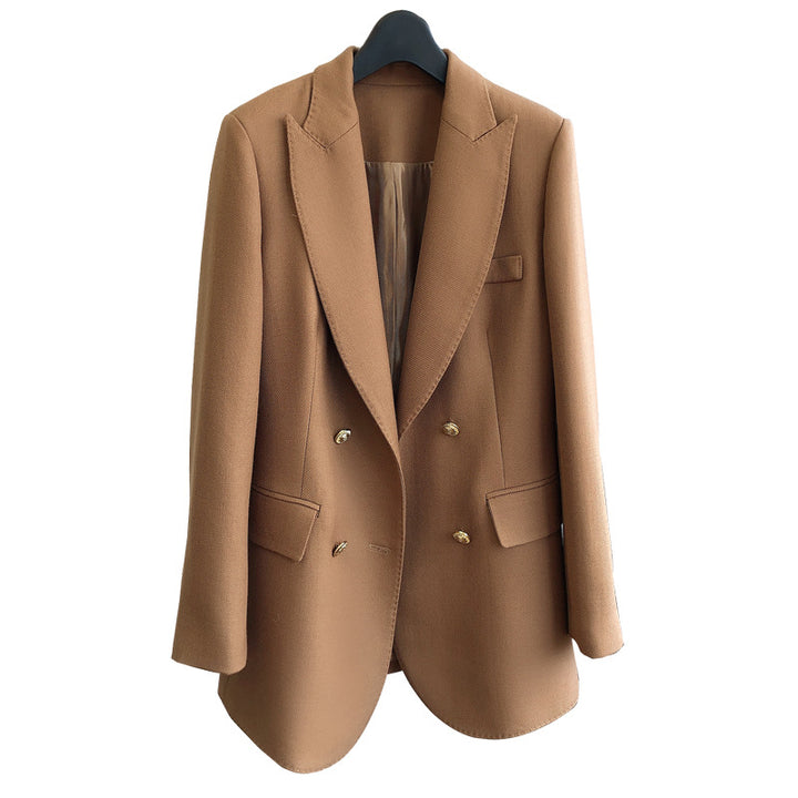 Chic Double-Breasted Elegant Blazer for Women with Metal Buttons and Style