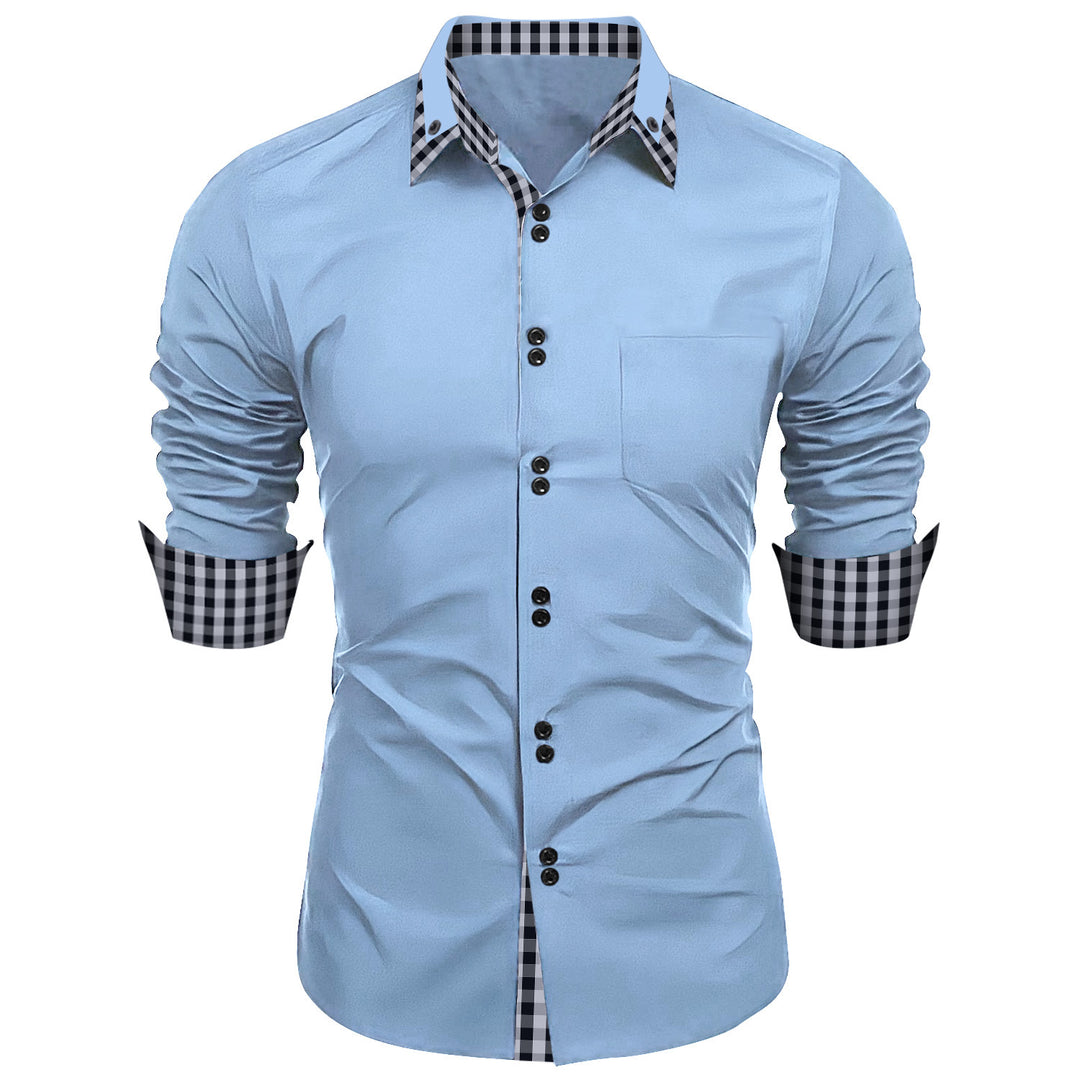 Premium long-sleeve shirt for men with contrasting button and cuff Lune London