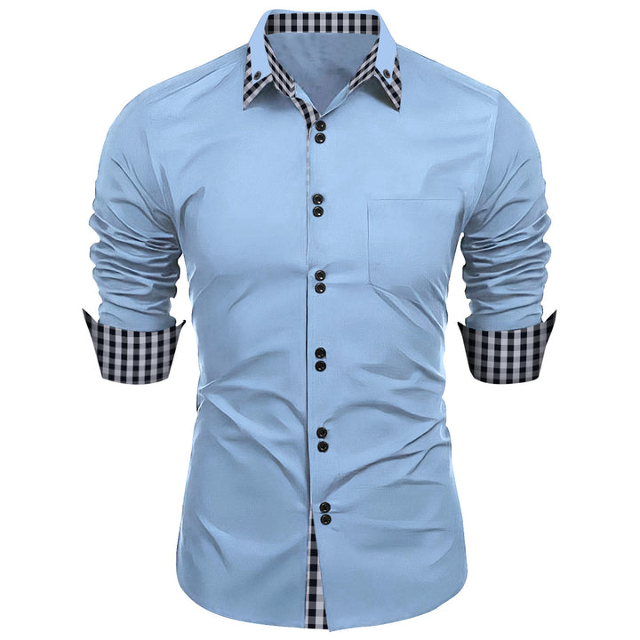 Premium long-sleeve shirt for men with contrasting button and cuff Lune London