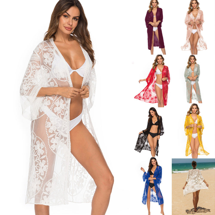 Ladies Elegant Transparent Lace Beach Cover-up Lune London