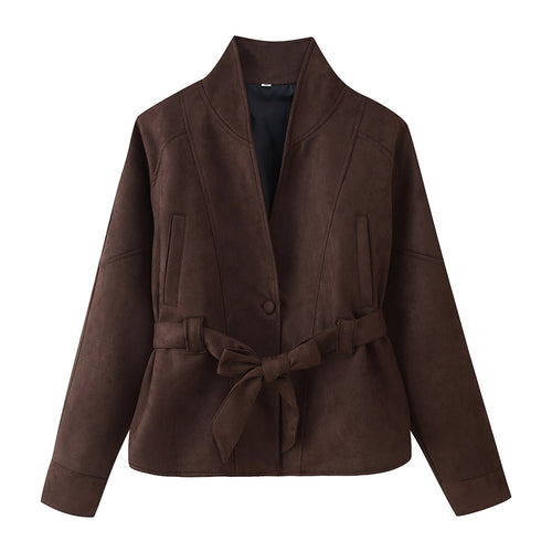 Elegant women's oversized bomber jacket with belted waist Lune London
