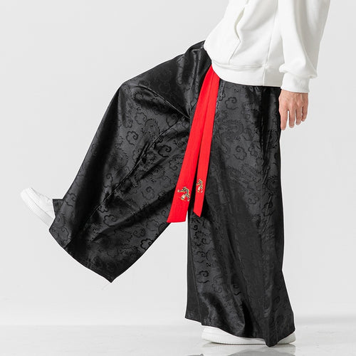 Lune London Wide Harem Pants for Women with Decorative Belt and Fine Pattern